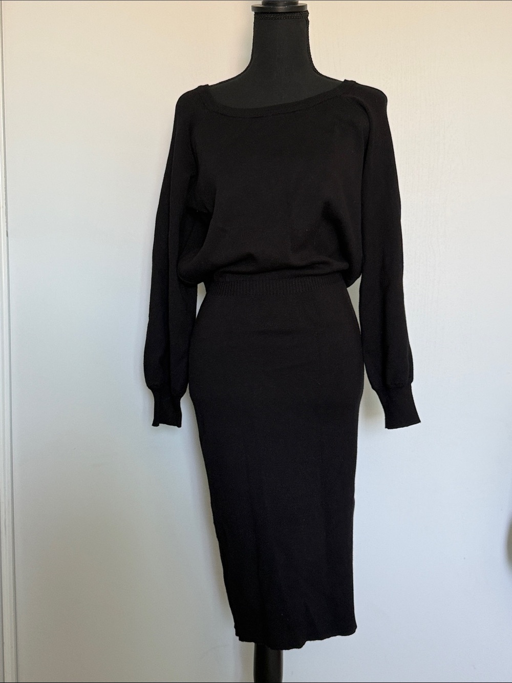 Express x Negin Mirsalehi Black Long Sleeve Knit Sheath Dress | Sz L